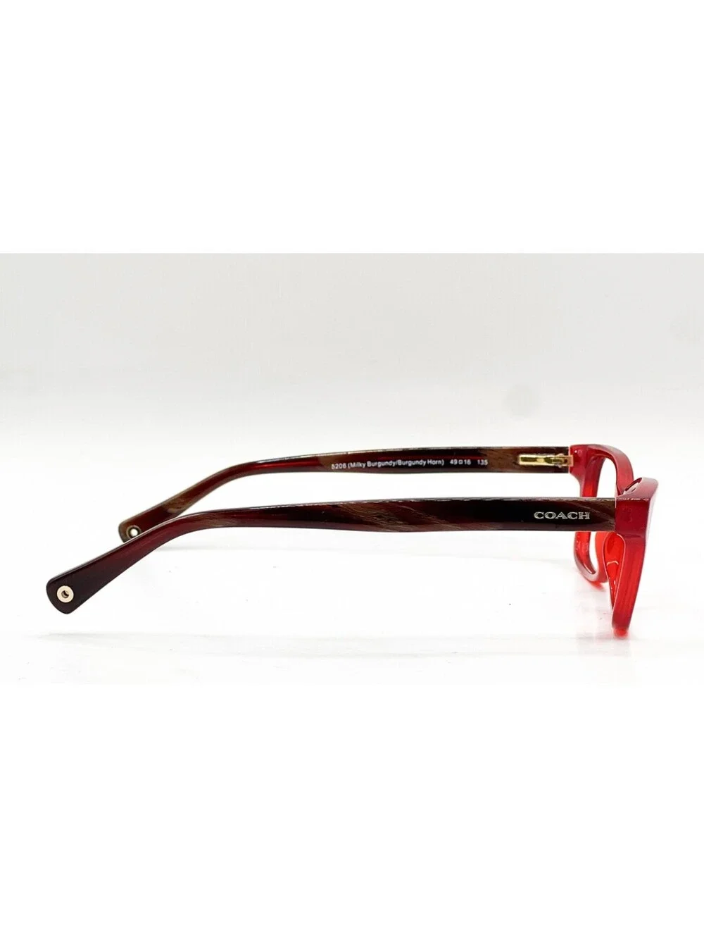 Coach HC 6047 5206 Milky Burgundy Horn Square Authentic Eyeglass Frames 49-16
